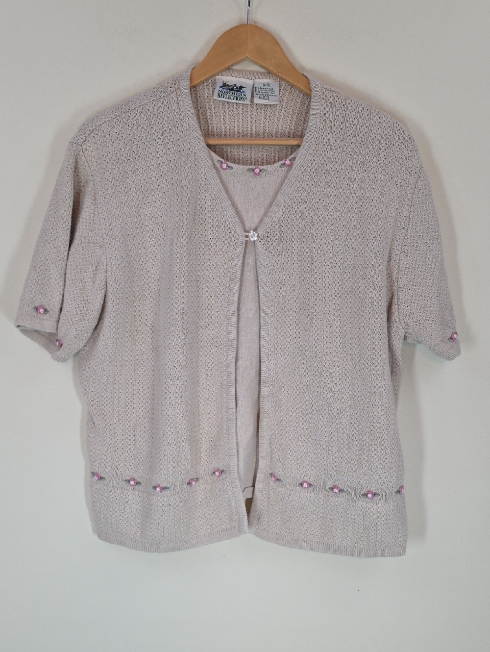 Vintage Northern Reflections Beaded Floral Cardigan XL Cottagecore Grandmacore